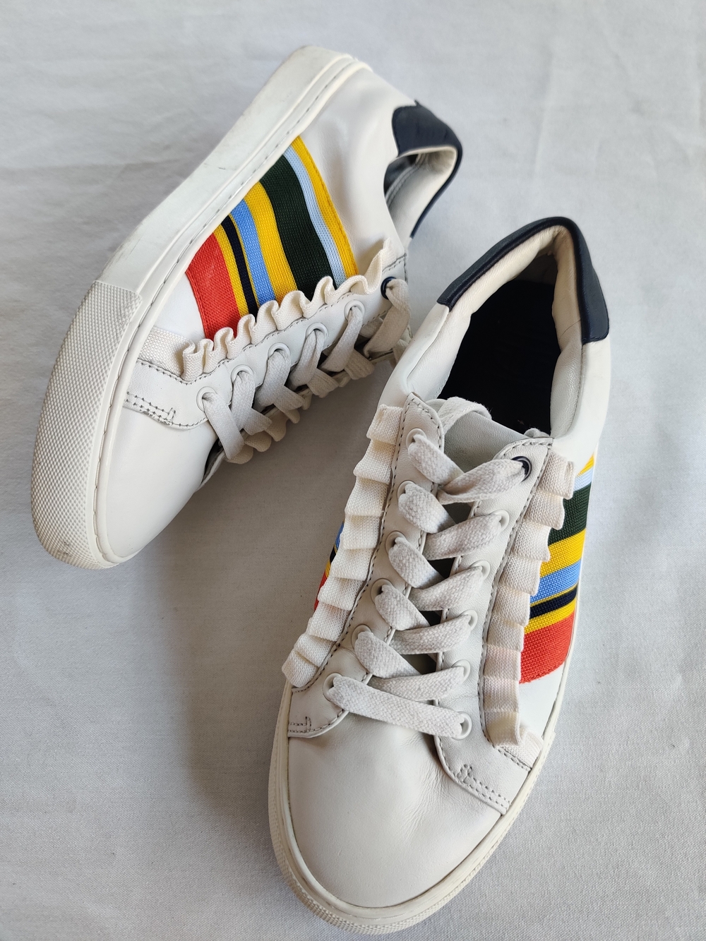 Tory Burch Ruffle Stripes Sneakers